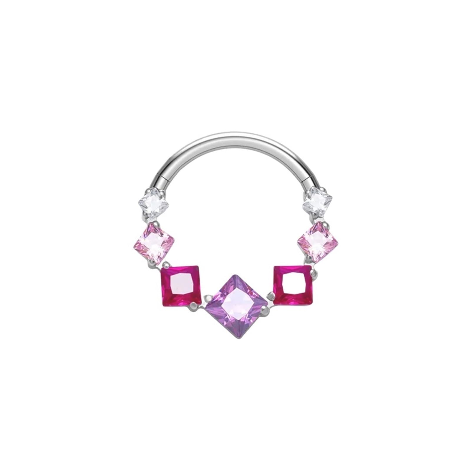 G23 tytanowe ucho 8/10mm kolczyk w nosie Pierc cyrkon segmentowy pierścień Hoop twarz na zawiasach Clicker Labret chrząstka ucha piercing biżuteria(Imitation Rhodium Plated)