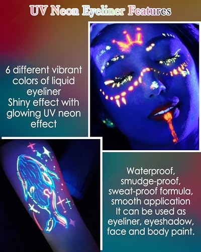 Delineador Líquido Verde Neón UV Glitter Waterproof miniatura 3