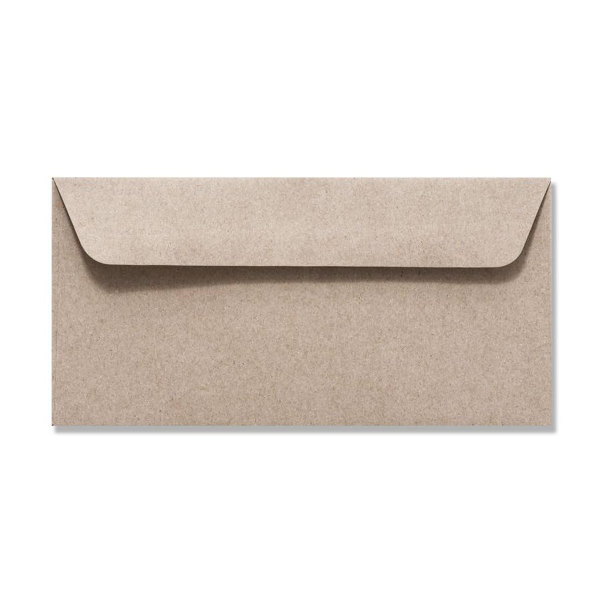 150 sobres DL sin ventana de papel kraft – Color natural marrón desierto – Pegado húmedo 114 x 229 mm – Sobres de papel reciclado – Sobres vintage de material 100% natural