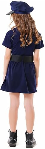 Miniatura 5 de Disfraz de oficial de policía para niñas, disfraces de Halloween, uniforme de policía, juego de rol con insignia, esposas, sombrero, juguetes