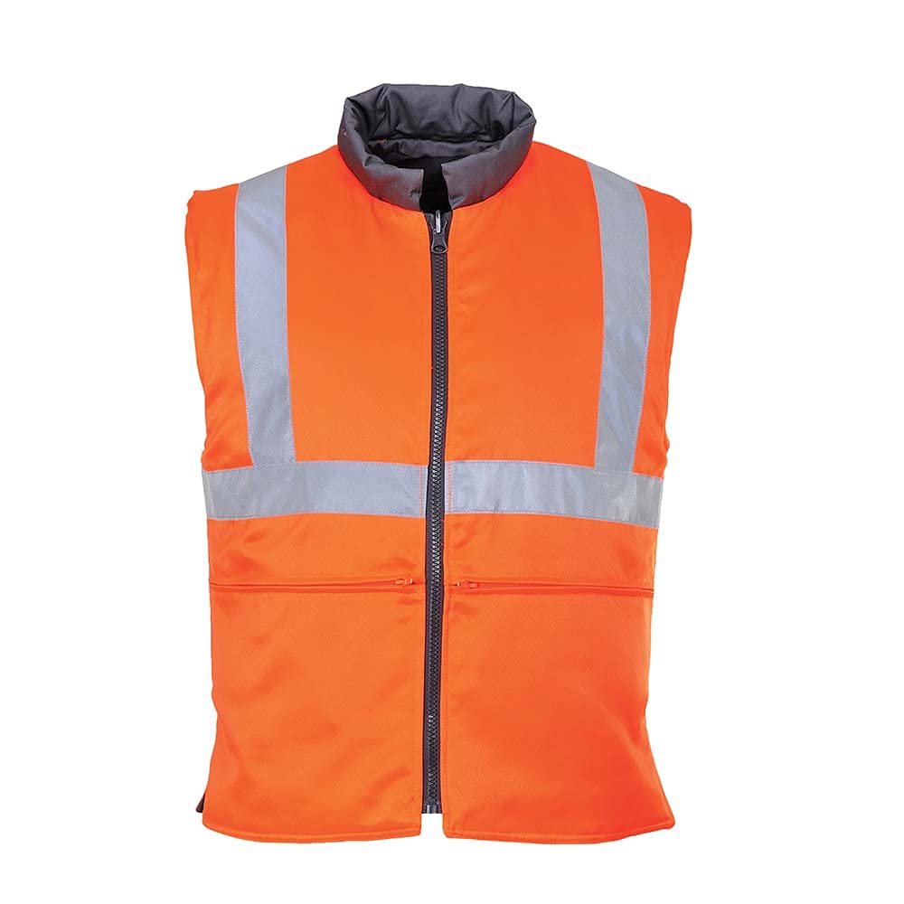 Portwest Chaleco De Calor De Alta Visibilidad Reversible, Ris, Tamaño: S, Color: Naranja, RT44ORRS