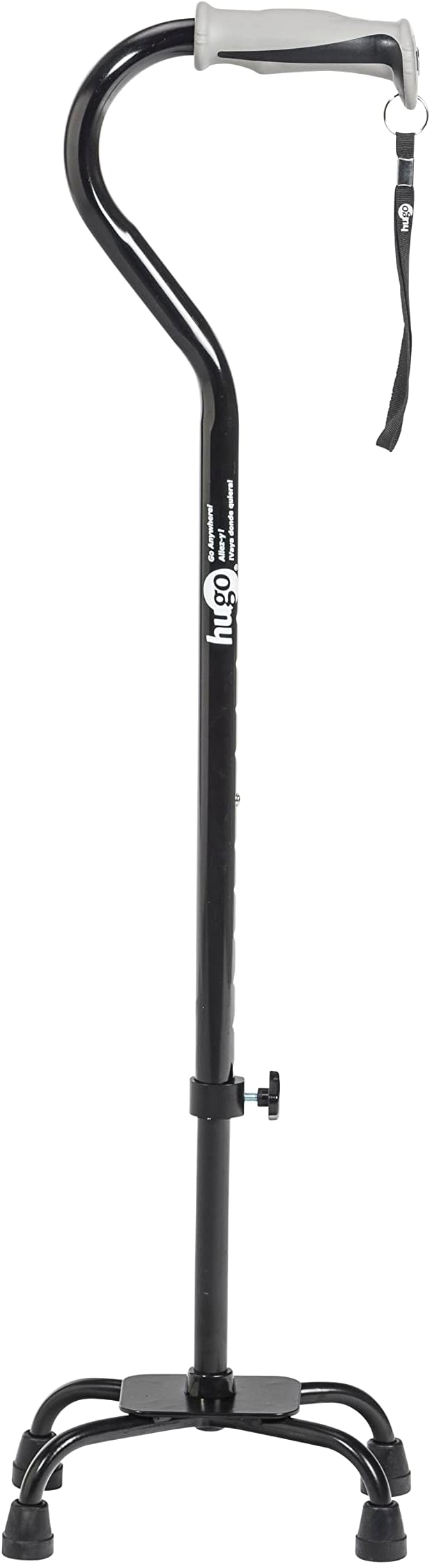 Hugo 731-850 Adjustable Quad Walking Cane, Black