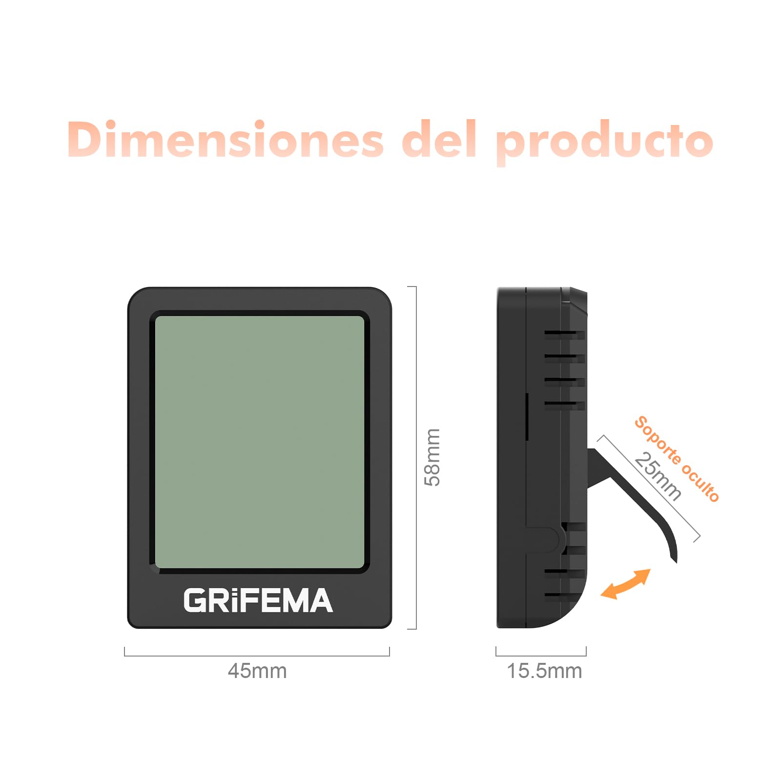 GRIFEMA GA2902B, MINI Termómetro Digital Interior del Higrómetro, Pequeño Digital Medidor de Humedad, Adecuado para invernaderos, viveros, bodegas, termómetro para reptil, Negro — view 8