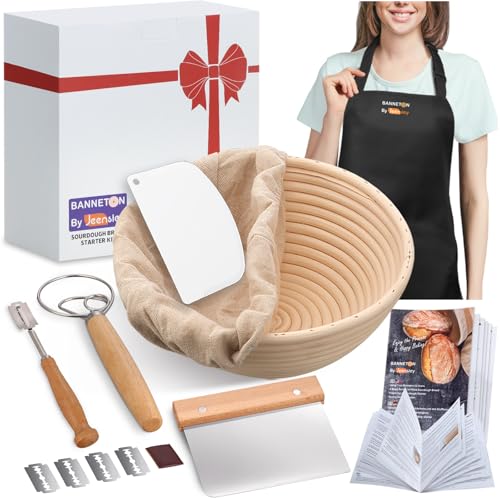 Jeensley Banneton Bread Proofing Basket Set with...