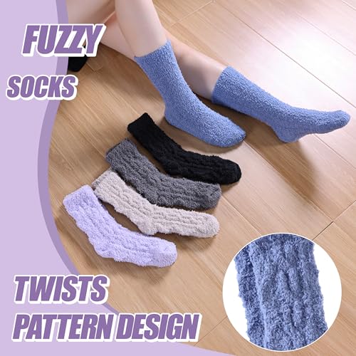 Image of Womens Fuzzy Socks Cozy Fluffy Slipper Soft Winter Warm Home Sleeping Christmas Socks