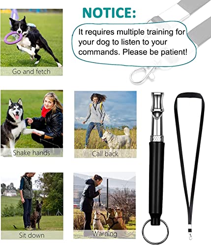 Dog Whistle, 2 Pack Professional Dog Whistle Stop Barking For Dogs, Recall Training, Adjustable Ultrasonic Silent Dog Whistle To Stop Barking Training Control Tool For Dogs, With Black Strap Lanyard #TOP4