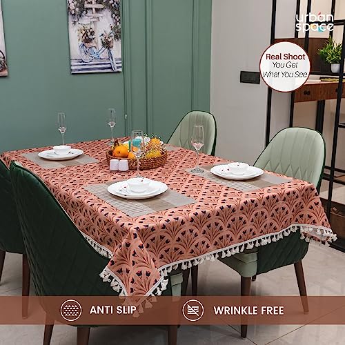Image of Urban Space Sicilia Table Linen Collection - Premium Water & Stain Resistant Dining Table Cover for 6 Seater, Anti Skid Table Cloth for Center Table, 1 Piece (Chocolate Bouquet, 52 inchx 92 inch)