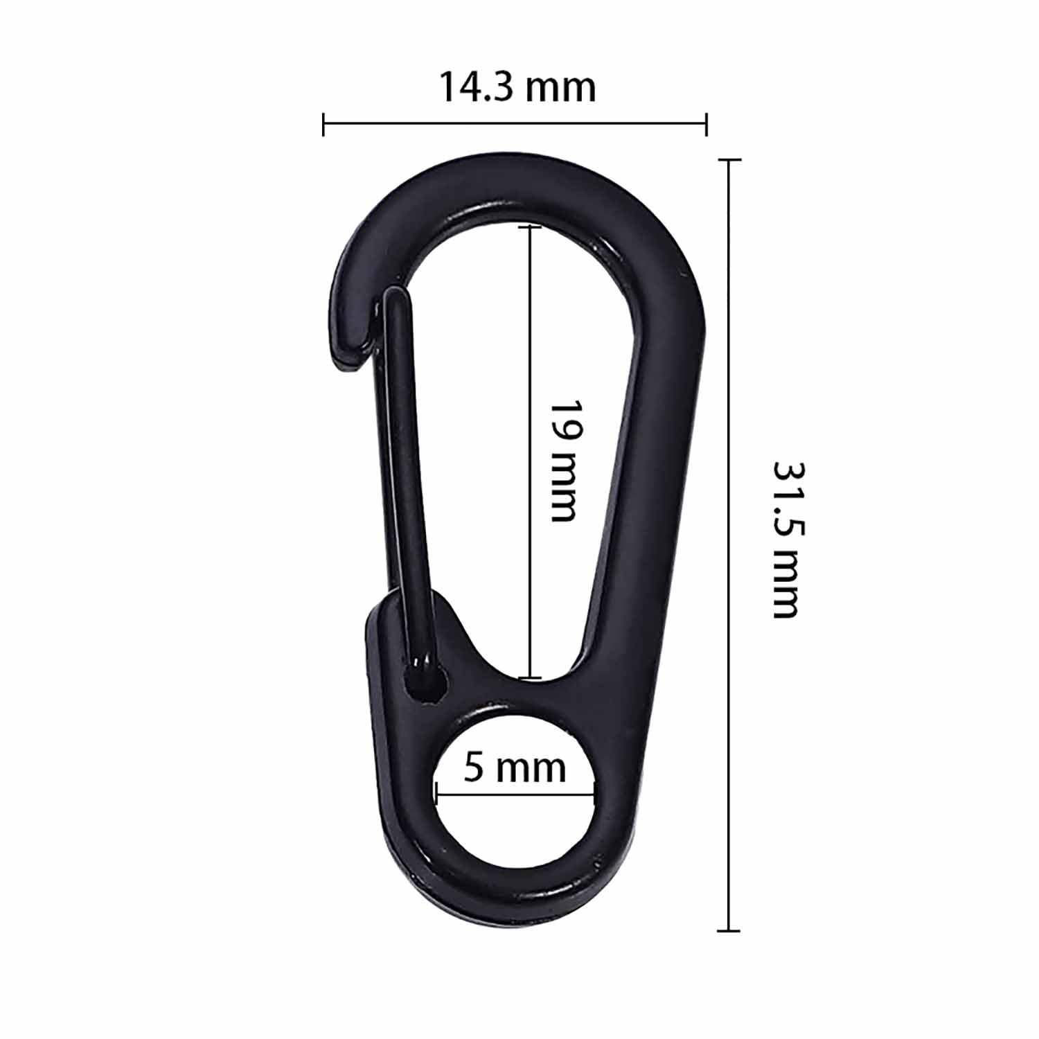 20 Mousquetons Aluminium Noir 50x26 Mm - Porte-clés Léger, Résistant 30 Kg, Pour Camping, Randonnée, Quotidien - 8
