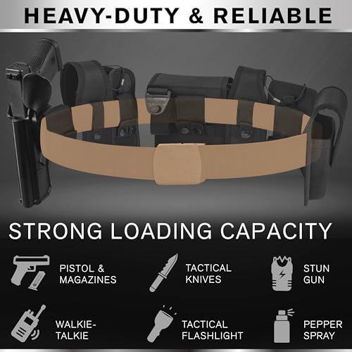 TECEUM Tactical Belt – Coyote B2 L – Heavy-Duty Military, Work, Hiking,Rigger, Utility, EDC Men’s Belts – Quick-Release – Nylon Web3