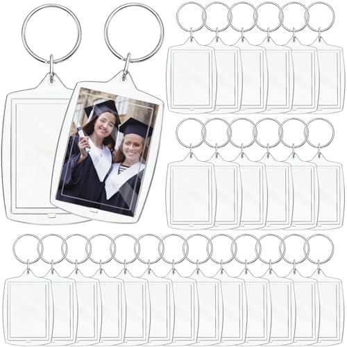 Amazon.com: BRT Bearingshui 50pcs Pendant Picture Frame Keyrings, Clear ...