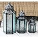 VELA LANTERNS Moroccan Candle Lantern Decorative Set of 3 for Floor, Ramadan Decorations, Indoor Home Decor, Outdoor Patio or Porch, Weddings, Clear