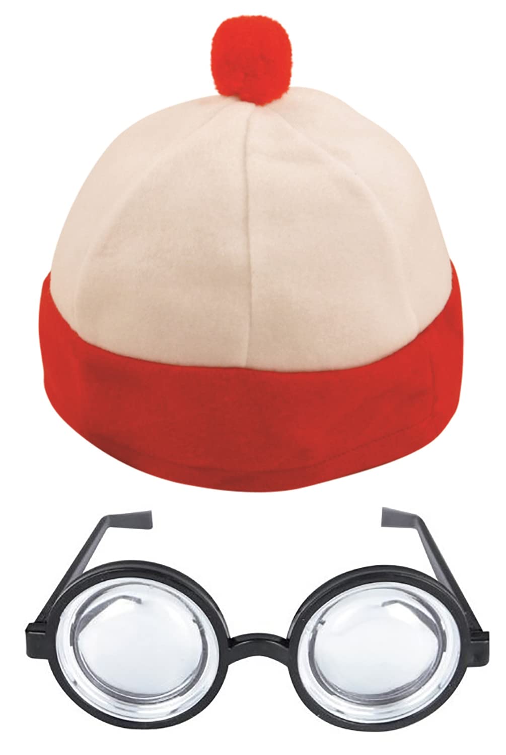 FAIRY TRENDZ LTD Mens Womens Red and White Stripe T-Shirt Hat Glasses Socks Set Kids 3 Piece Fancy Dress Party Set (One Size, Hat + Glasses)