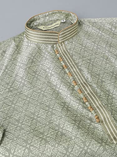 Image of Rajubhai Hargovindas Men's Jacquard Work Kurta Set