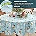 Newbridge Christmas Blue Snowy Snowman Vinyl Tablecloth with Flannel Backing, 70 Inch Round, Cute Snowmen in Scarves & Hats, Winter Holiday Kitchen Dining Table Cover
