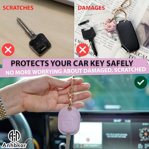 Image of Leather Keys Sleeve for Broken Car Key Loop Replacement - Cute Keychain Cover - Protector, Holder for Men & Women