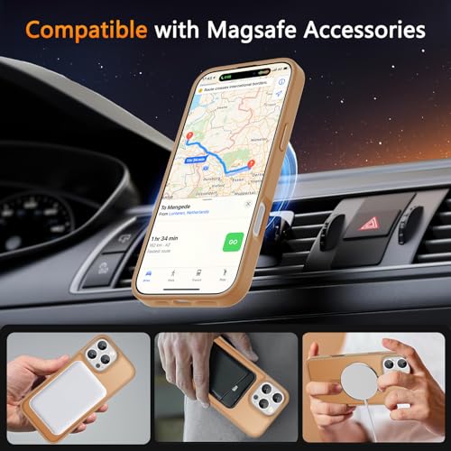 Image of LATVIN for iPhone 16 Pro Max Case, Magnetic Phone Cover, Compatible with MagSafe, Military Grade Protection, Translucent Matte Frosted Back, Desert