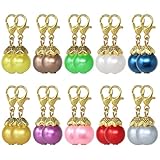 Yueton 20pcs Colorful Pearl Dangle Charms Pendant with Lobster Clasp Jewelry Making Accessory Fit Floating Locket Charms Necklaces (Golden)