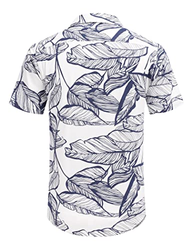 COOFANDY Men's Hawaiian Floral Shirts Cotton Linen Button Down Tropical Holiday Beach Shirts4