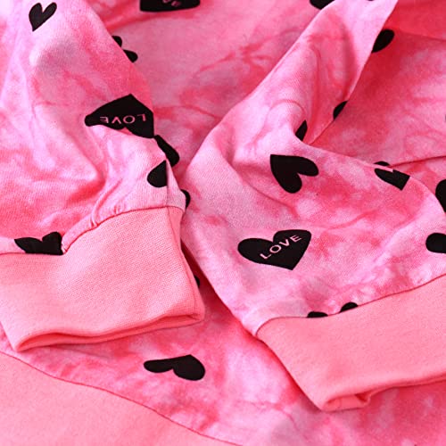 Image of Girls Valentine's Day Outfit Heart Love Print Sweatshirt Kids Girls Clothes Set