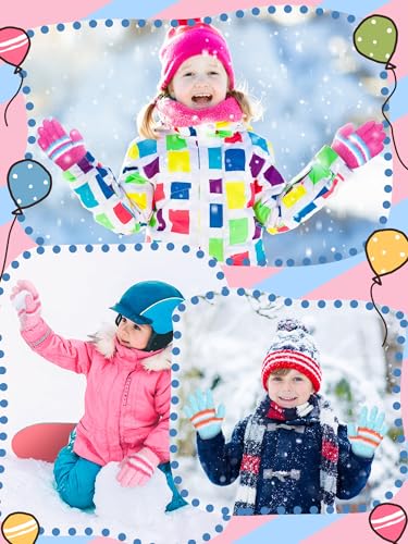 Image of SATINIOR 5 Pairs Kids Gloves Full Fingers Knitted Warm Gloves Winter Mittens for Little Boys and Girls Daily Supplies