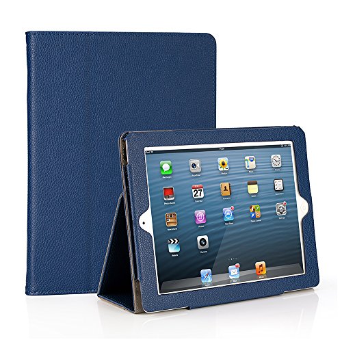 RUBAN iPad 2/3/4 Case Release [Corner Protection] - [Scratch-Resistant] and High-grade PU Leather Folio Stand Smart Cover, Auto Wake/Sleep for Apple iPad 2th/3th/4th Gen with Retina Display, Navy Blue