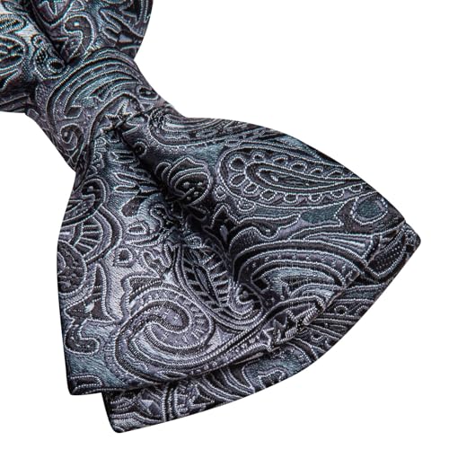 Image of Hi-Tie Bow Ties for Men Pre-Tied Pocket Square with Cufflinks Mens Bowtie Sets for Wedding Formal Party