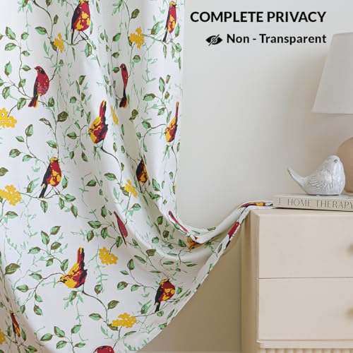 Image of HOMEMONDE Cotton Curtain 10 Feet Long - Printed Room Darkening Long Door Curtain, Rod Pocket Top Style Pack of 2 - (Little Wings, 120 Inch)