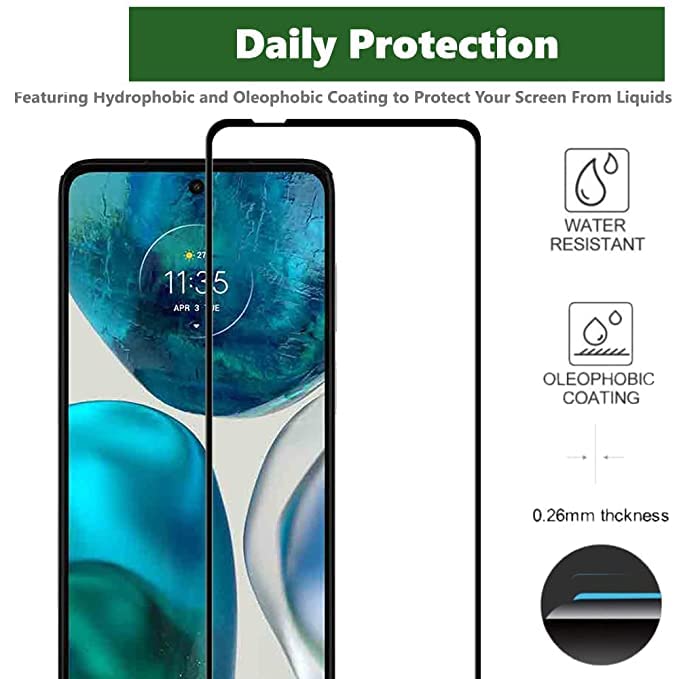 Image of Screen Protector for Motorola Moto G52 | Moto G82 5G (Black) Tempered Glass Edge-to-Edge 6D Screen Guard With Installation Kit