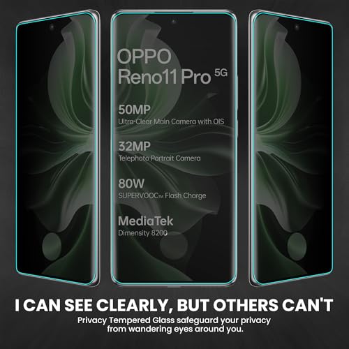 Image of FIRST MART Anti-Spy UV Tempered Glass for Oppo Reno 11 Pro & Reno 11 | 9H Curved Display Screen Guard, Fingerprint Compatible | Pack of 2