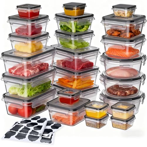 BOKKY 24 PCS Food Storage Containers with Lids Airtight – Plastic...