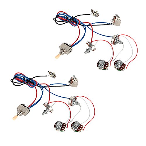 Kmise Electric Guitar Wiring Harness Kit 2V2T Pot Jack 3 Way Switch for Gibson Les Paul Lp Parts 2 Pcs