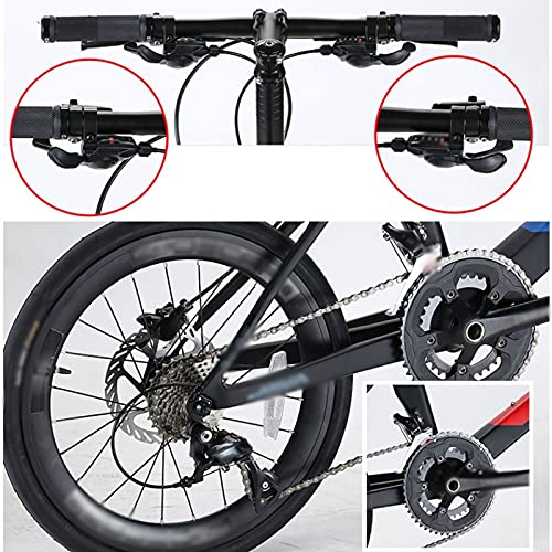 WOCOYO Bike Wheelset Diameter Carbon Fiber Small Wheel Bike Road Bicycle Hydraulic Disc Brake Speed Straight Handle (Color : Blue) - Thumbnail 2