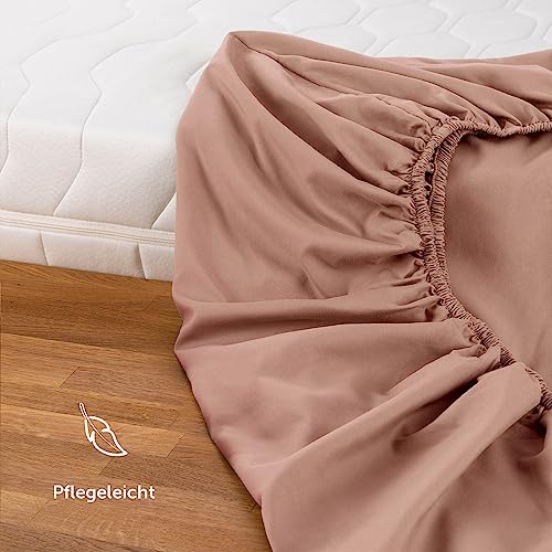 Blumtal® 2er Set Spannbettlaken 160x200x30cm aus Microfaser - Oekotex zertifiziertes Bettlaken Spannbettlaken in Rose – Ansicht 5