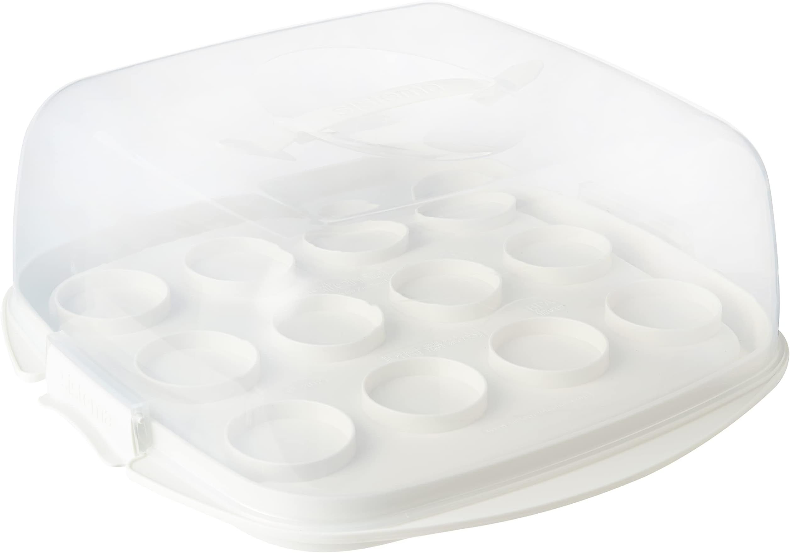Sistema BAKE IT Cake Carrier & Cupcake Box 8.8 L Reversible Flip Base Holds 12 Cupcakes or 1 Cake BPA Free White 1 Count, 1260ZS