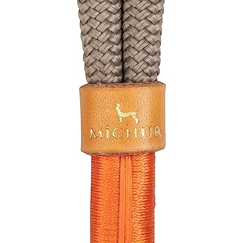 Michur Monaco Grau, Hundehalsband Hellgrau Verstärkung und Tau, Rund mit Polyamidkern, hundehalsband Nylon geflochten, Halsband für Hunde