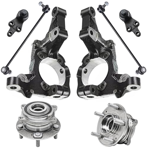 Image of Detroit Axle - 8pc Front Loaded Knuckles Kit for 2007-2012 Hyundai Veracruz, 2 Steering Knuckles 2 Wheel Bearing Hubs 2 Lower Ball Joints 2 Sway Bar End Links 2008 2009 2010 2011 Replacement