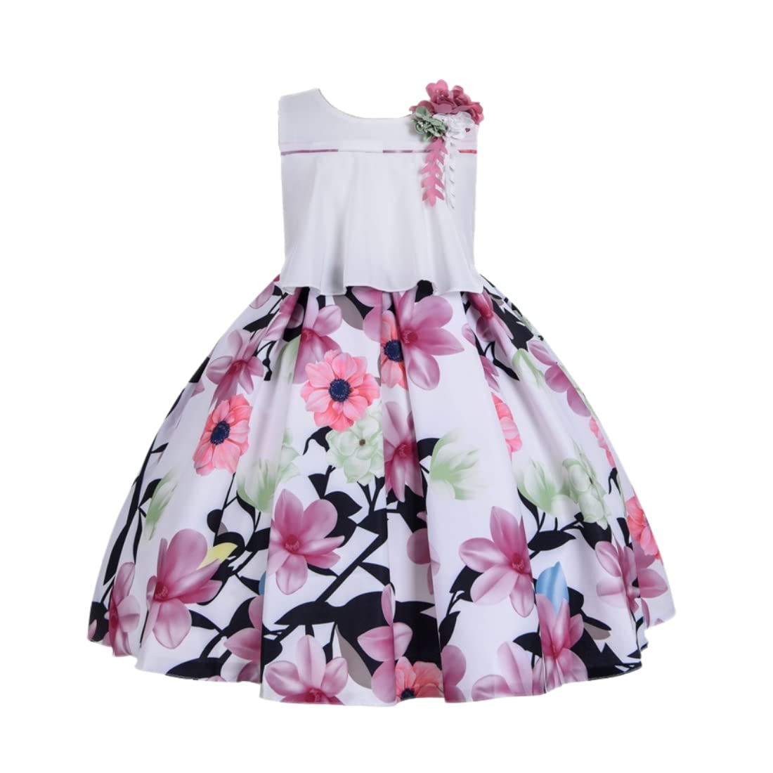 Cosplay Life Elegant Flower Dress for Girls Young Adult Fashion Bow Flower Waistline Kids Party Festival Ages 5-9 Years Old (Pink, 7yrs) — view 13
