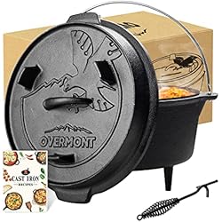 Cazuela Para Fuego Overmont Dutch Oven Olla Horno Holandesa de Hierro Fundido 4.2L Diámetro 24Cm Cazuela con Tapa (Olla + Tapa)