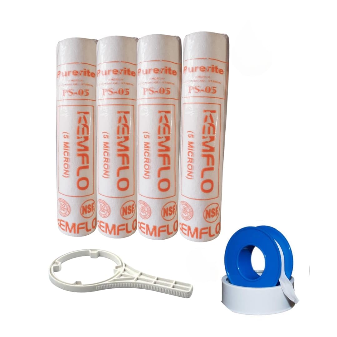 Generic Ro Spun pre-Filter Cartridge 10 inch (Set of 4 Filter, 1 Thread Seal Tape and 1 Spanner Key)-image-16