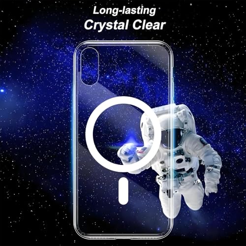 Image of Magnetic Silicone Case for iPhone X, iPhone Xs Compatible with MagSafe, Shockproof Phone Bumper Cover, Anti-Scratch Clear Back (Clear)