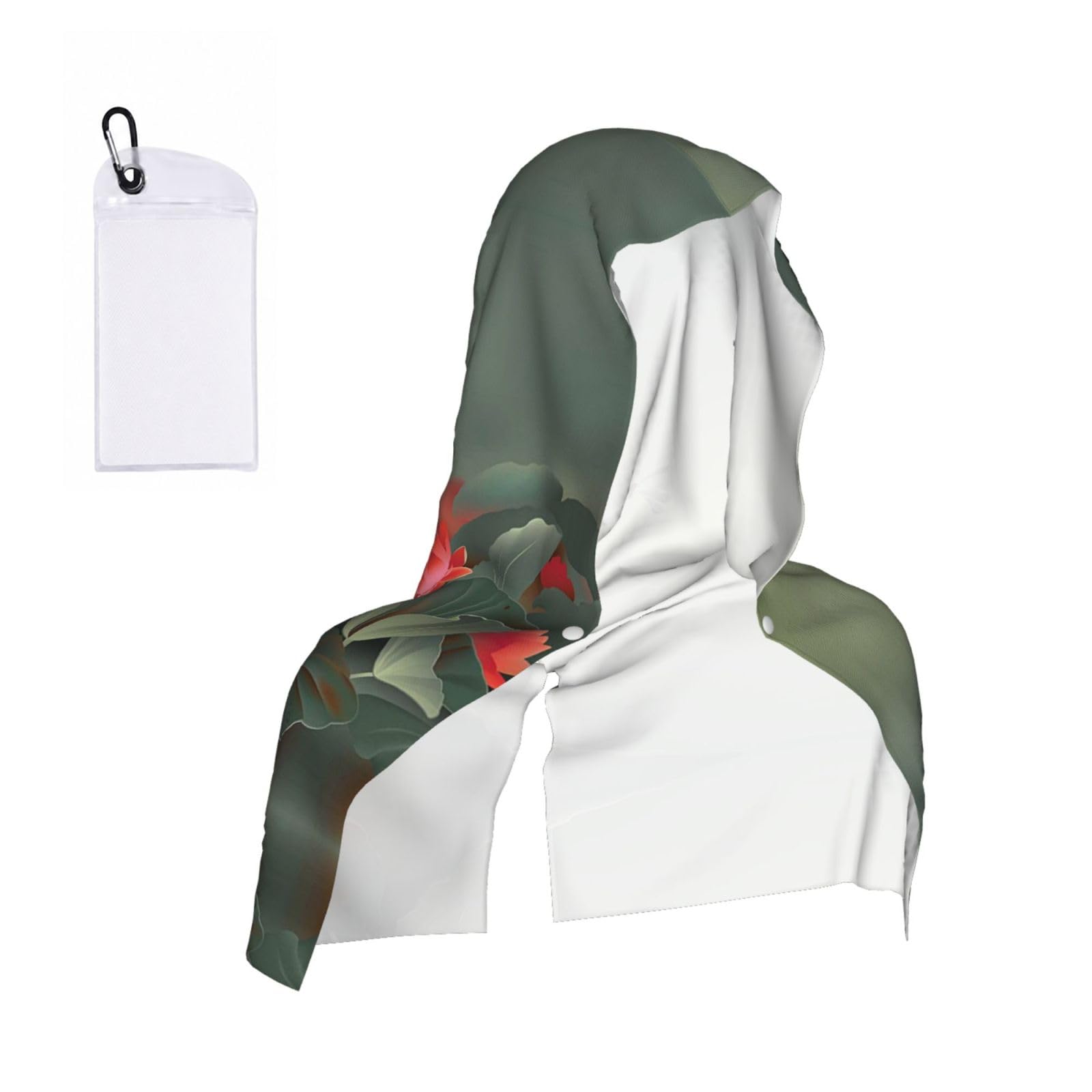 WXWJSHMGC Lotus Flower And Dragonfly Print Cooling Hoodie Towel, Cooling Towels For Neck And Face Sun Protection Instant Cool Hoodie(Sport/Camping/Work Out/Hot Weather)