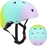 Vista 2 de Casco de bicicleta ajustable con gradiente de color para niños, cascos para niños pequeños para niños de 3 a 14 años, niñas, niños, jóvenes