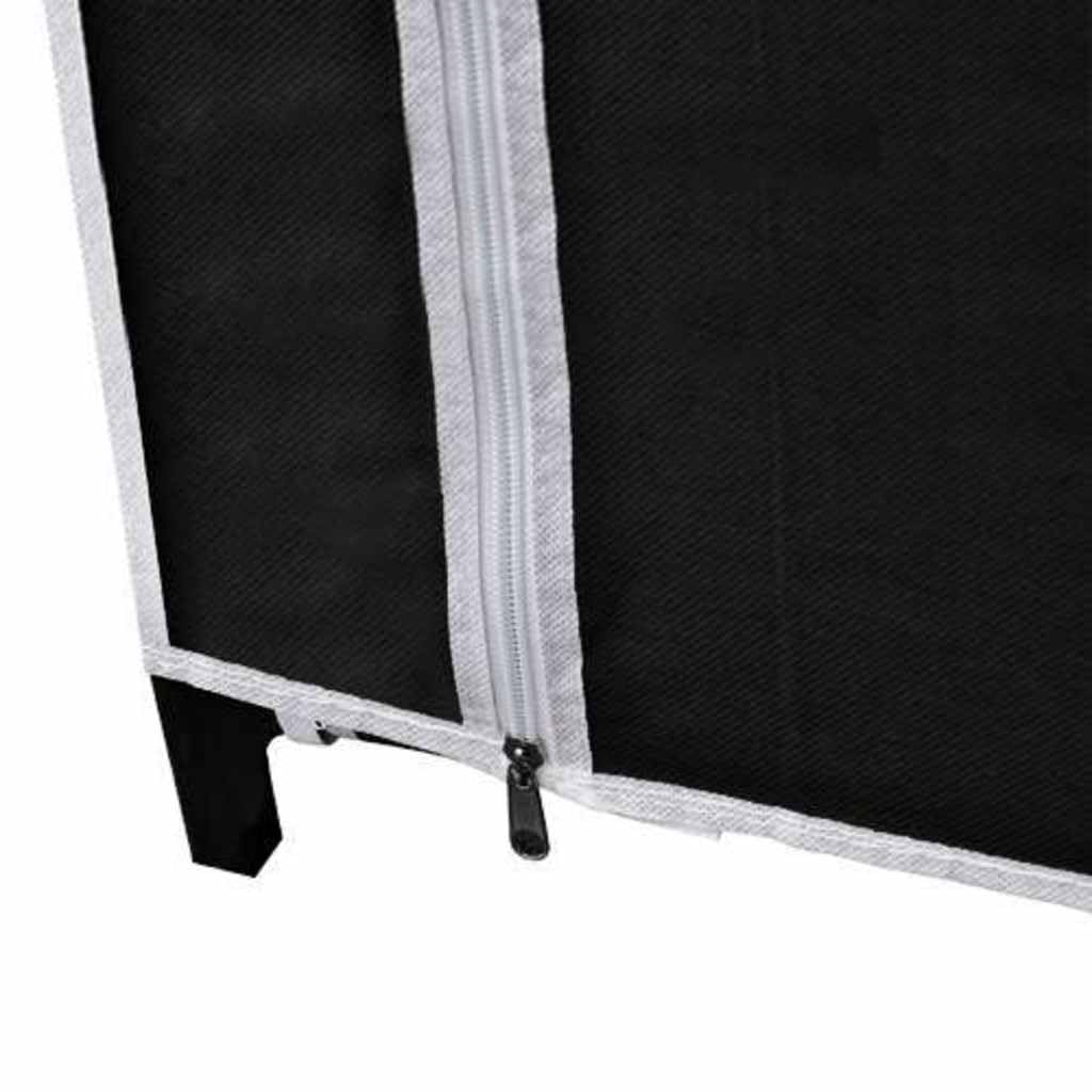 Fengshui Szafka składana, czarna, 110 x 45 x 175 cm | Pokrowiec z włókniny, stalowa rama, zwijane drzwi z zamknięciem, oszczędność miejsca, do piwnicy lub kempingu