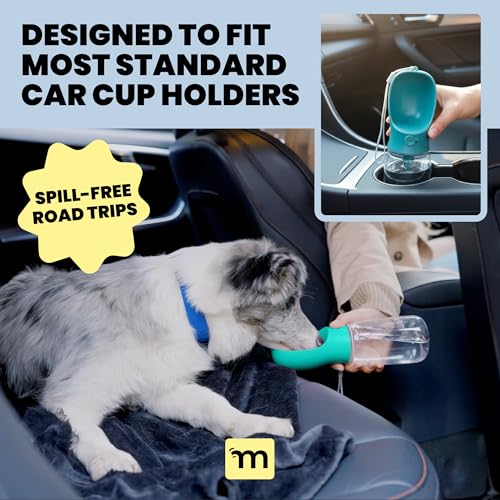 MalsiPree Portable Dog Water Bottle - 19 Oz, Blue - Leak-Proof Water Bowl Dispenser with Lock for Hiking, Travel & On-The-Go