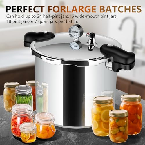Image of 23-25qt+ Aluminum Pressure Cooker, Extra Large Capacity for Commercial & Home Use,Pressure Canners for Canning，Multi-Stove Compatible Bulk Food Preparation,Presto 23 quart pressure canner