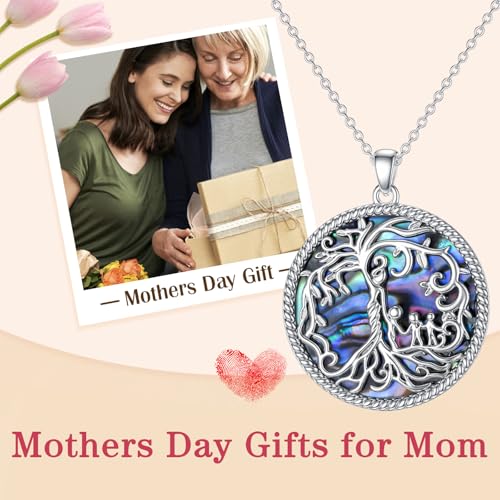 TOUPOP Gifts for Mom Mother and 1-5 Daughter/Son Necklace 925 Sterling Silver Family Tree of Life Jewelry Birthday Christmas Gifts for Women Wife Grandma4