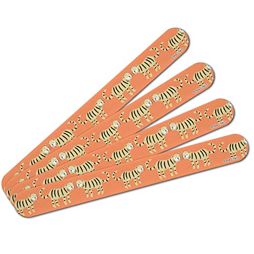 Happy Tigers Double-Sided Nail File Emery Board Set 4 Pack