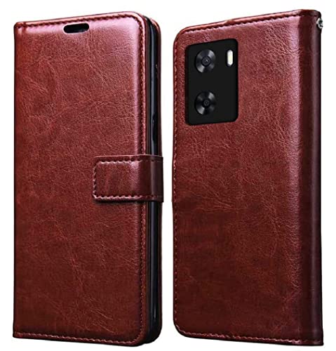 Image of Fastship Vintage Magnatic Closer Leather Flip Cover Compatible Model for Vivo V2225 / Vivo Y56 5G - Executive Brown
