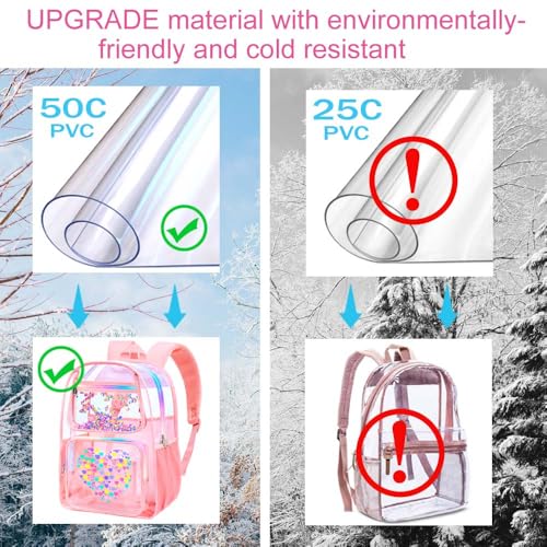Image of AGSDON Clear Backpack, Heavy Duty Transparent Bookbag, See Through PVC Backpacks for Women Men