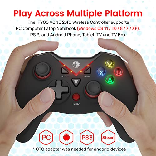 Ifyoo IFYOO-V108-24GR2 Vone 2.4G Wireless Game Controller With Continuous Fire And Vibration Gamepad For Pc Laptop thumb #1